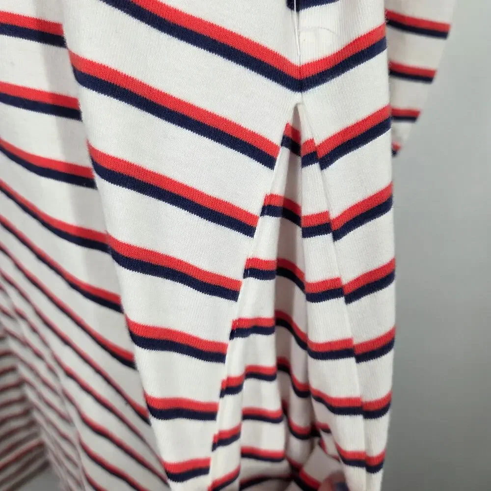 BURU women SZ S Red Blue White Striped Cotton 3/4 Sleeve Career Casual Dress - Picture 5 of 7